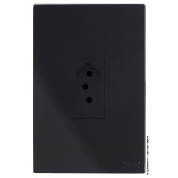 Conjunto Tomada 10a Vertical 4x2 - RECTA Preto Black Satin Fosco Conjunto Tomada 10a Vertical 4x2 - RECTA Preto Black Satin Fosco